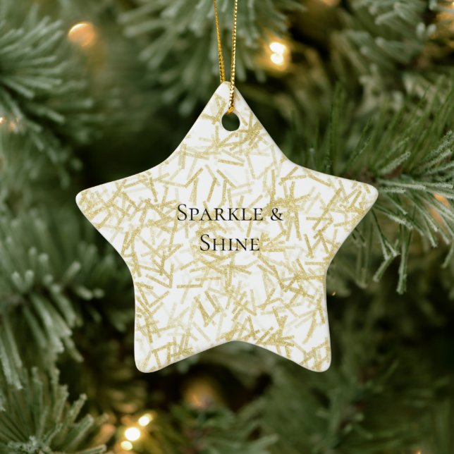 White Gold Glam Glitzy Sparkle Christmas Keramik Ornament (Baum)