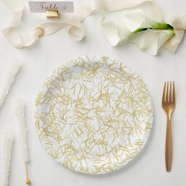 White Gold Glam Glitzy Weihnachten Pappteller (Hochzeit)