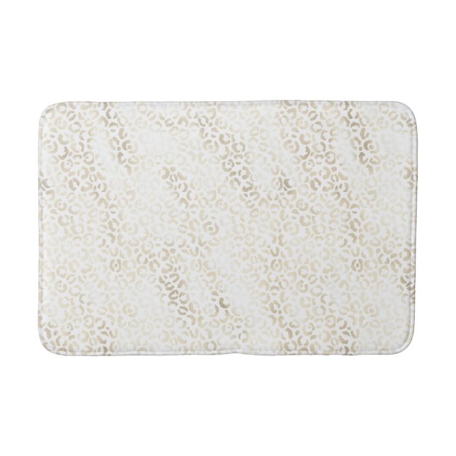 White Gold Glam Leopard Print Badematte (Vorderseite)