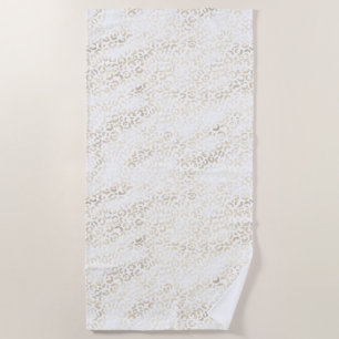 White Gold Glam Leopard Print Strandtuch