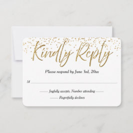 White & Gold Glitzer Calligraphy Wedding RSVP