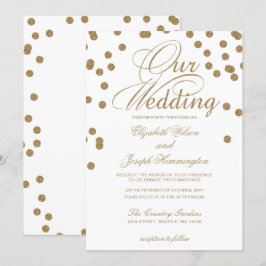 White Gold Glitzer Confetti Hochzeit Einladung