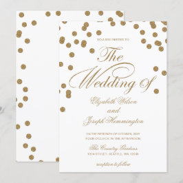 White Gold Glitzer Confetti Hochzeit Einladung