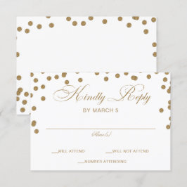 White Gold Glitzer Confetti Hochzeit RSVP Karte