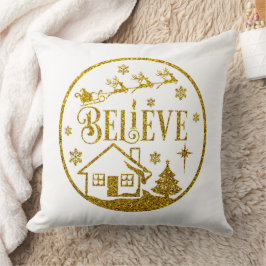 White & Gold Glitzer glauben Weihnachten Dekorativ Kissen