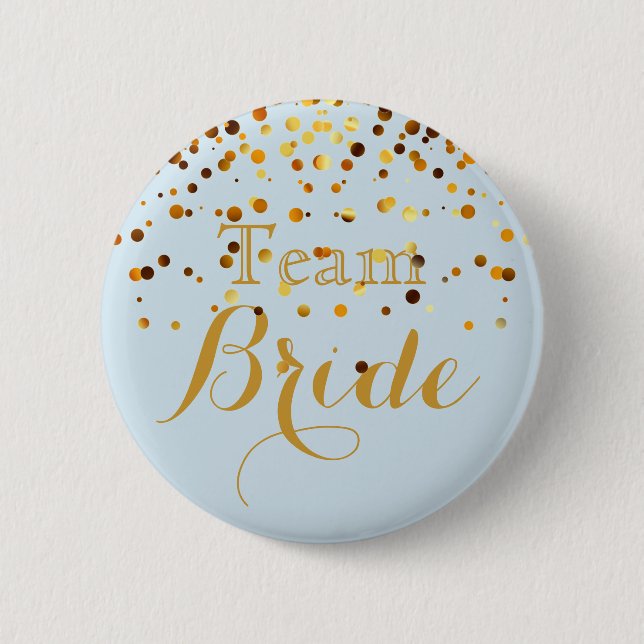 White Gold Glitzer Imitate Foil Wedding Team Bridg Button (Vorderseite)