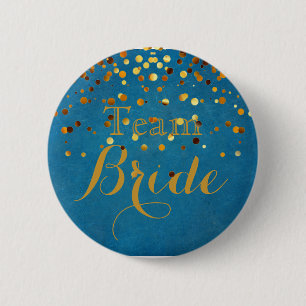 White Gold Glitzer Imitate Foil Wedding Team Bridg Button