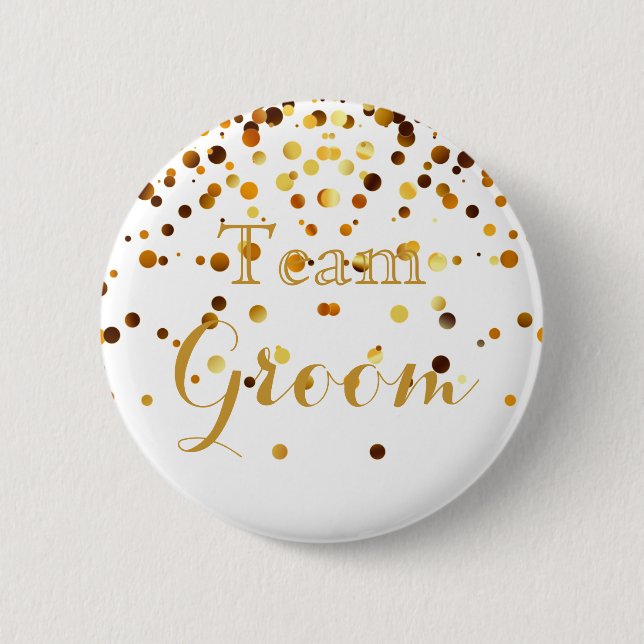 White Gold Glitzer Imitate Foil Wedding Team Groom Button (Vorderseite)