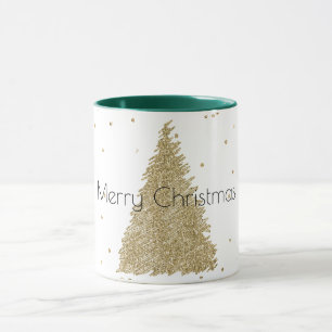 White Gold Glitzer Sparkle Weihnachtsbaum Tasse