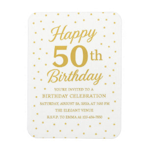 White & Gold Glitzer Überraschung 50. Geburtstag Magnet