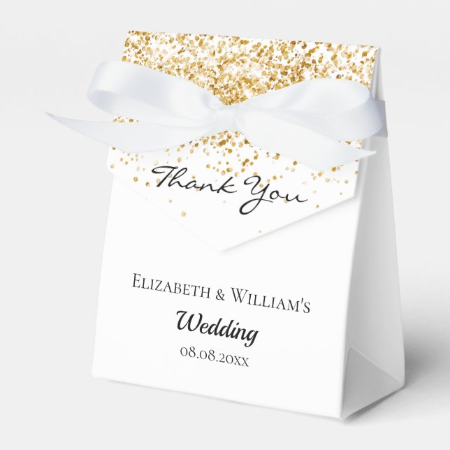 White Gold Glitzer Vielen Dank für Ihre Hochzeit Geschenkschachtel (Vorderseite)