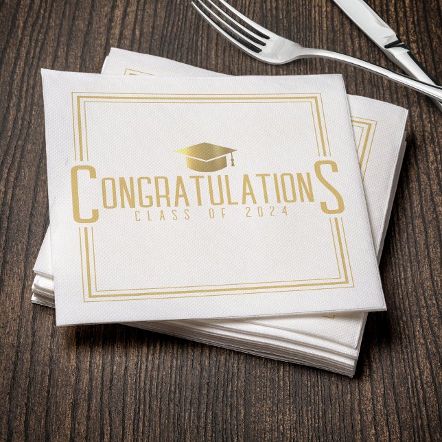 White & Gold Gratulationen Klasse des Abschlusses Serviette (White & Gold Congratulations Class Of Graduation Napkins
)
