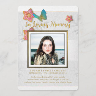White Gold & Gray Butterfly Memorial Vielen Dank Dankeskarte