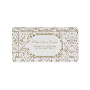 White Gold Great Gatsby Art Deco 1920er Hochzeit Adressaufkleber