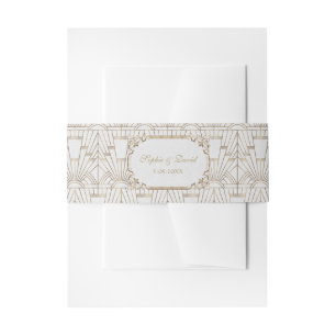 White Gold Great Gatsby Art Deco 1920er Hochzeit Einladungsbanderole