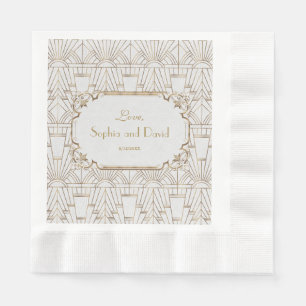 White Gold Great Gatsby Art Deco 1920er Hochzeit Serviette