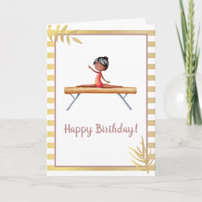 White Gold Gymnastik Beam Birthday Karte (Vorderseite)