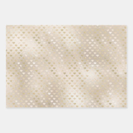 White Gold Hearts Geschenkpapier Set