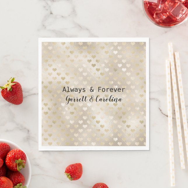 White Gold Hearts Serviette (Beispiel)