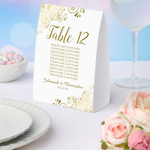 White & Gold Hochzeitsskalender-Tischnummer Tischaufsteller