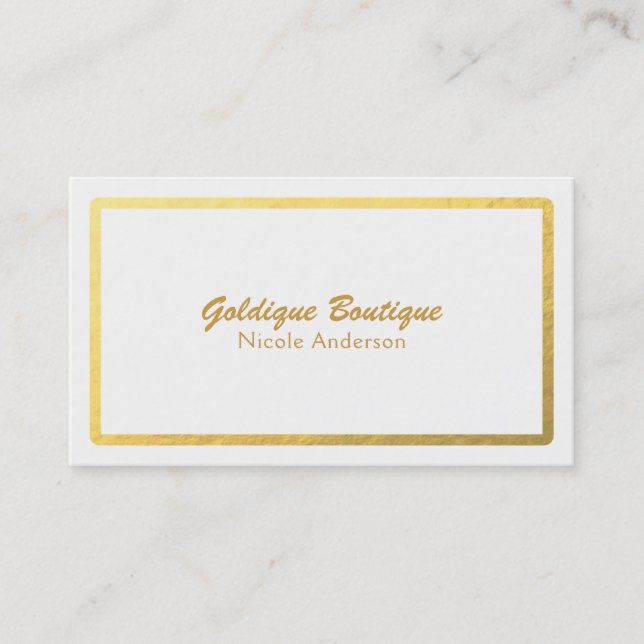White & Gold Imitate Foil Shine Minimal Glam Visitenkarte (Vorderseite)