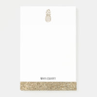 White + Gold Imitate Glitzer Ananas & Border