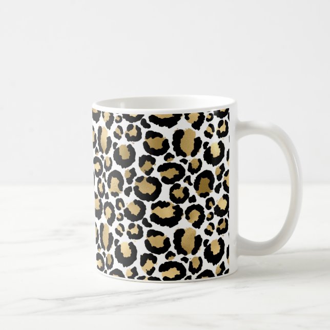 White & Gold Leopard Kaffeetasse (Rechts)