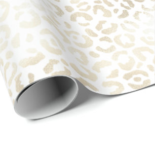 White Gold Leopard Print Geschenkpapier