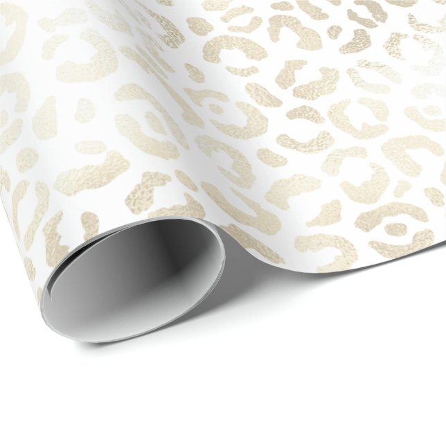 White Gold Leopard Print Geschenkpapier (Rolleneckpunkt)