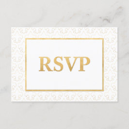 White & Gold Lilie Wedding RSVP Card Karte
