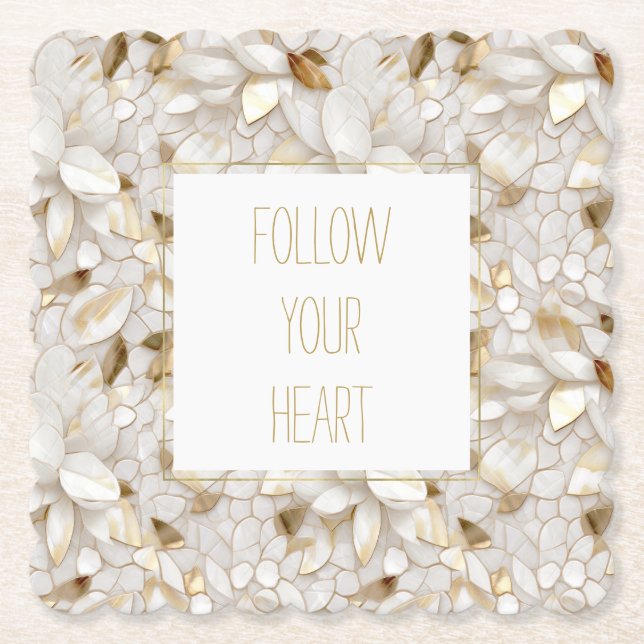 White Gold Lotus Blume Untersetzer (Vorderseite)