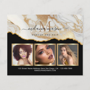White Gold Marmor Agate Makeup Artist Foto Flyer