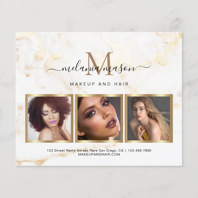 White Gold Marmor Makeup Artist Elegant Flye Flyer (Vorne)