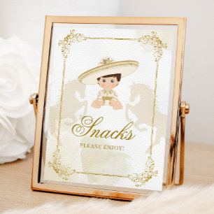 White Gold Mexican Boy Baptisse 1. Geburtstag Snac Poster