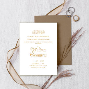 White Gold Minimal Walima Zeremonie muslimische Ho Einladung