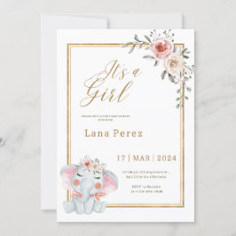 White Gold Minimalistisch Animal Baby Dusche Einladung