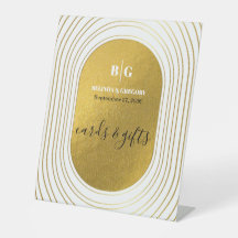 White & Gold Modern Arch Wedding Cards & Gifts