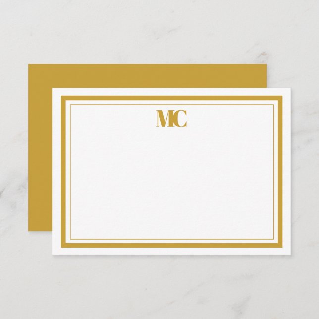White Gold Modern Minimalistische Monogram Two Bor Einladung (Vorne/Hinten)