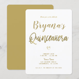 White & Gold Moderner Minimal Chic 15 Quinceañera Einladung