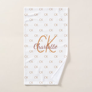 White Gold Monogram Initial Name Skript elegant Handtuch