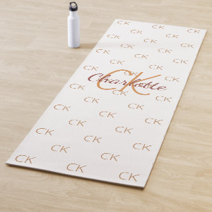White Gold Monogram Initial Name Skript elegant Yogamatte