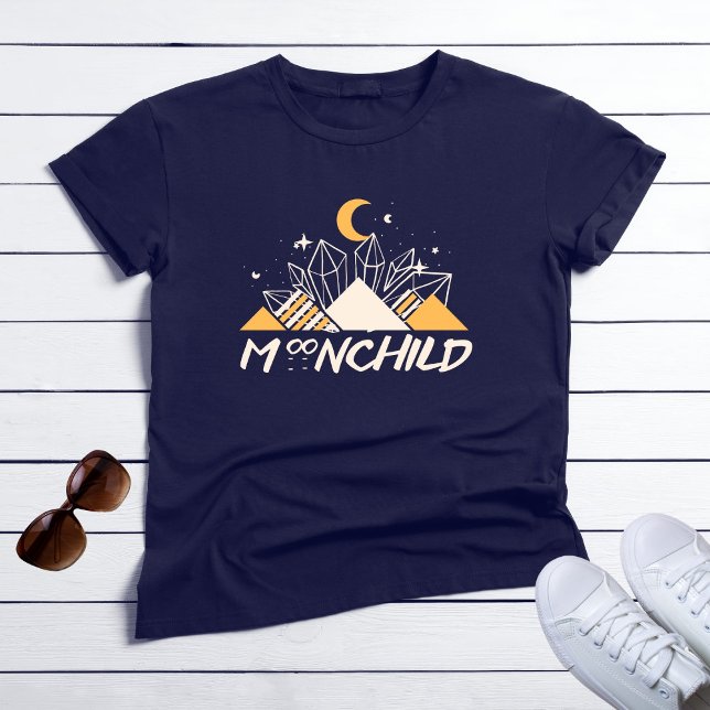 White Gold Moon Child Pyramids Crystal T - Shirt (Von Creator hochgeladen)