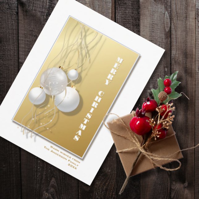 White Gold Ornaments Weihnachten Postkarte (Von Creator hochgeladen)