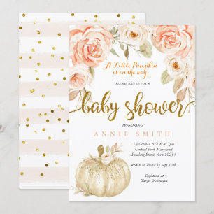 White Gold Peach baby shower fille de carte d'invi