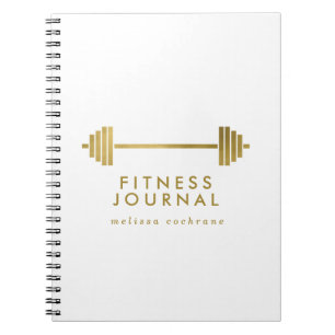 White & Gold Personalisierte Fitness Journal Notizblock