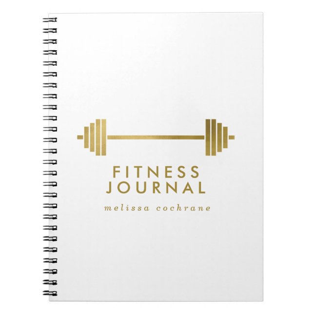 White & Gold Personalisierte Fitness Journal Notizblock (Vorderseite)