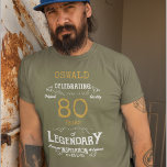 White Gold Print Legend zum 80. Geburtstag T-Shirt<br><div class="desc">Ein Vintager T - Shirt zum Geburtstag mit einer herzlichen Botschaft. Fügen Sie den Namen hinzu und ändern Sie das Jahr mithilfe der Vorlage. Wählen Sie aus einer großen Auswahl an T - Shirt Stilen und Farben.</div>