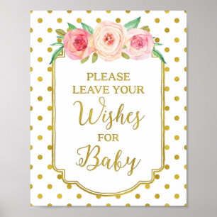 White Gold Punkte Wünsche für Babysignatur Poster