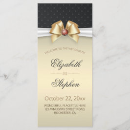 White & Gold Ribbon Red Diamond Wedding Program Programm