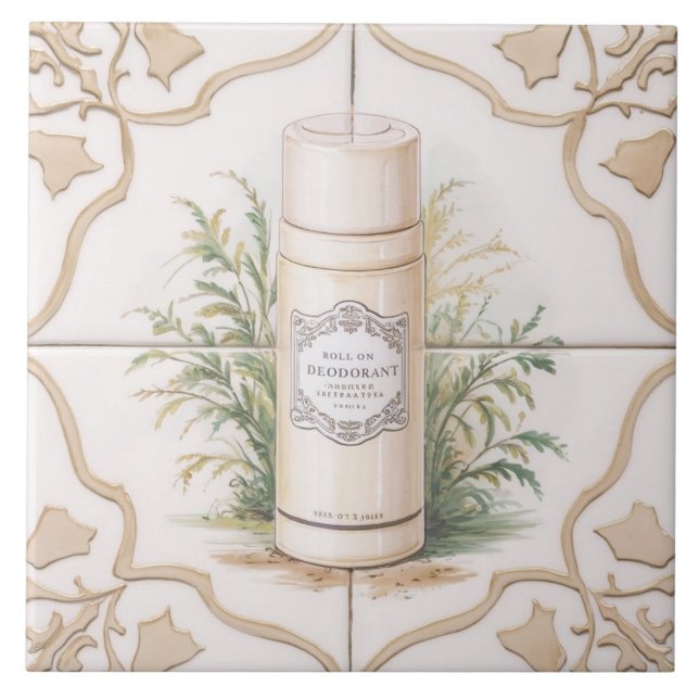 White & Gold Rolle auf Deodorant Funny Bath Fliese (Vorderseite)